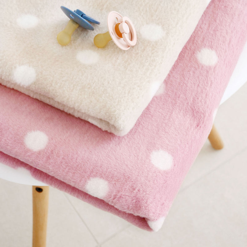 Baumwolldecken fürs Baby und Kind rosa beige mit Punkten 